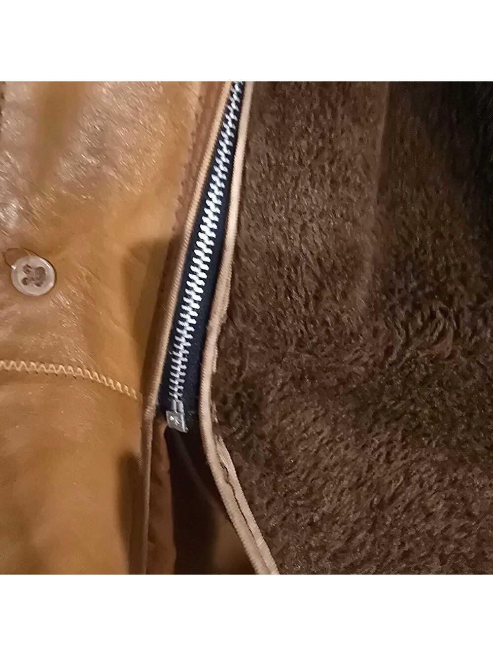 Vintage Leather Shop Collection Brown Leather Coat with Sherpa Lining Size 44 XL - Picture 6 of 7